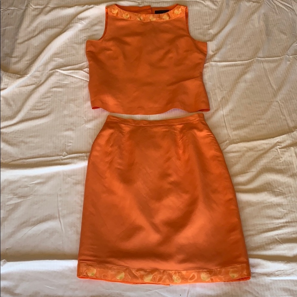 Vintage 2 piece linen blouse and skirt set